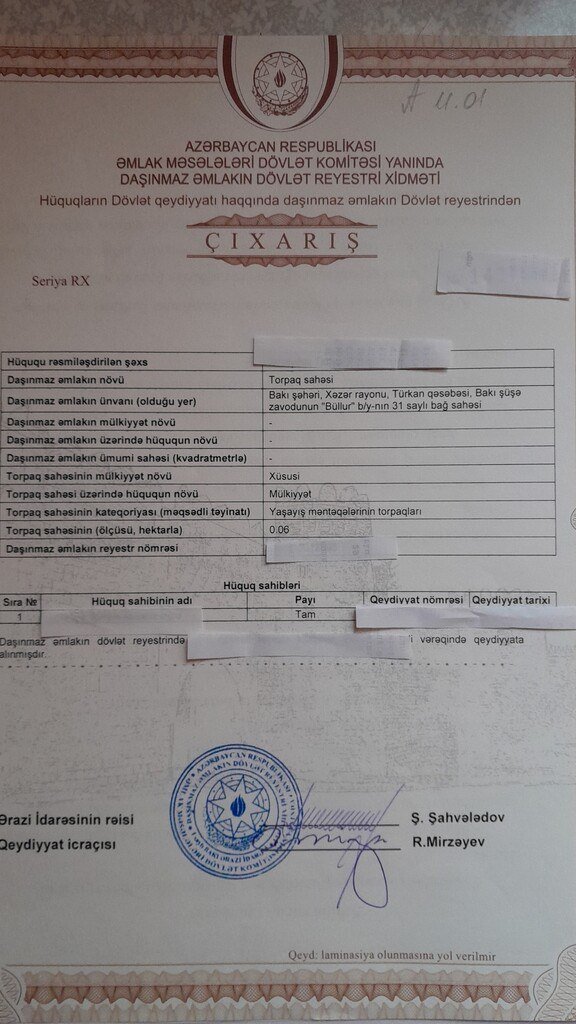 6 sot torpaq satılır, Türkan-6