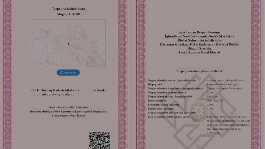 10 sot torpaq satılır, Kürdəxanı-3