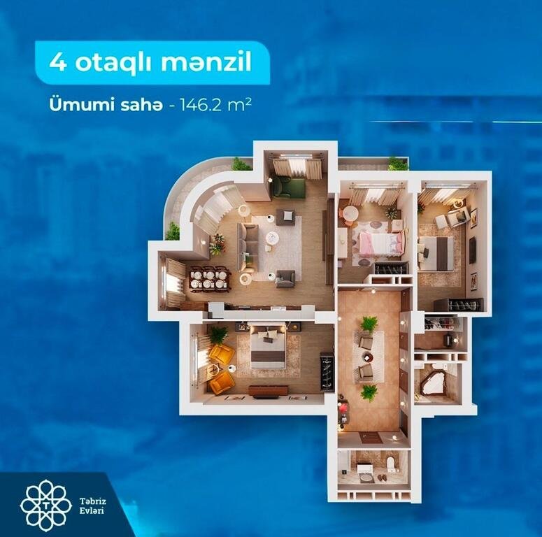 Kirayə verilir 4 otaqlı yeni tikili, 150 m², 28 May m.-21