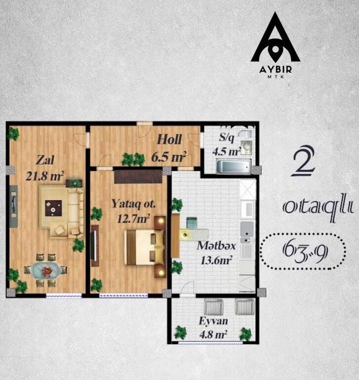 Satılır 2 otaqlı yeni tikili, 65 m², Gənclik m.-2