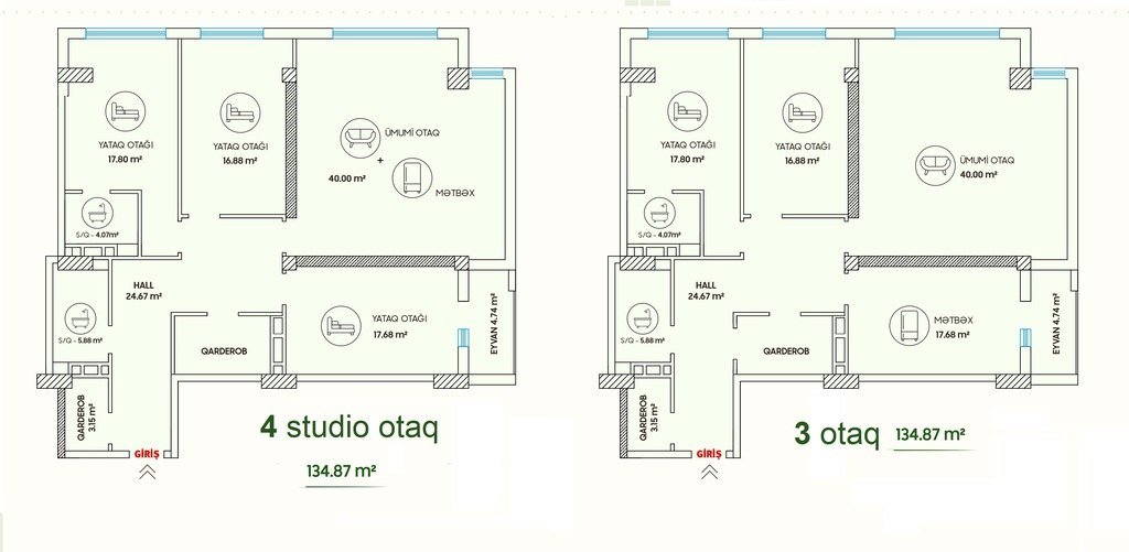 Satılır 4 otaqlı yeni tikili, 135 m², Badamdar-2