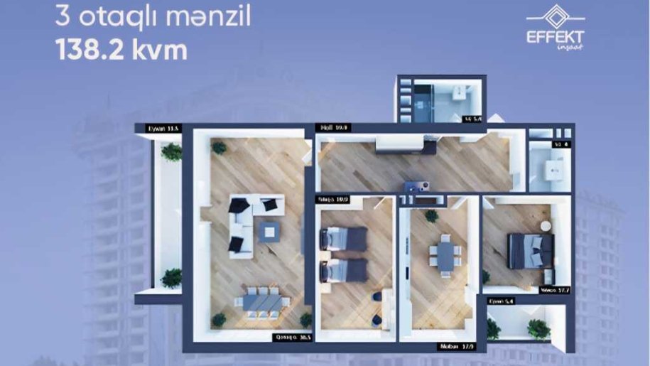 Satılır 3 otaqlı yeni tikili, 138.2 m², Gənclik m.-2