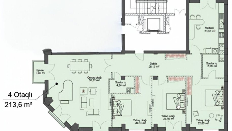 Satılır 4 otaqlı yeni tikili, 214 m², Xətai-2