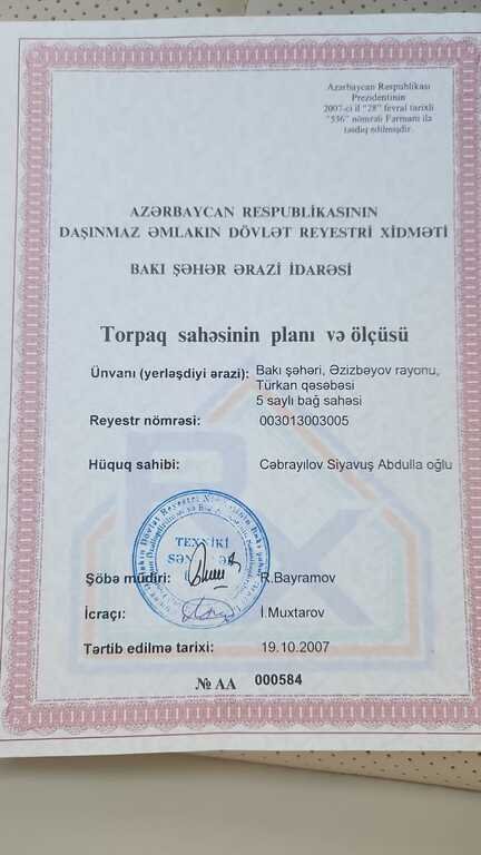 6 sot torpaq satılır, Türkan-8