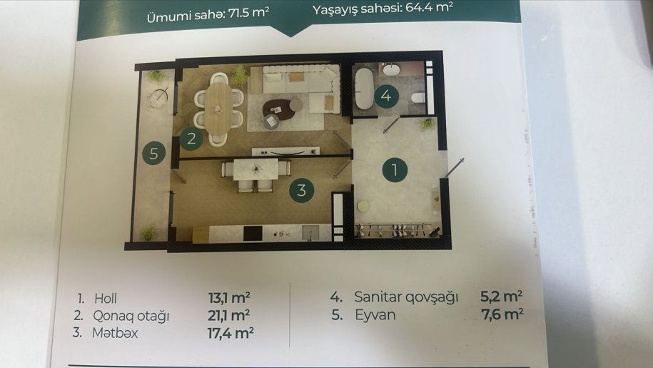 Satılır 1 otaqlı yeni tikili, 72 m², Koroğlu m.-2