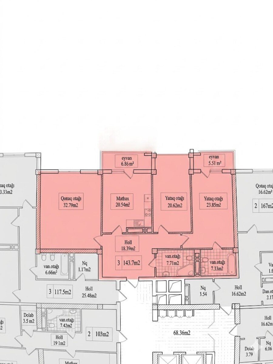Satılır 3 otaqlı yeni tikili, 143.7 m², Nəriman Nərimanov m.-4